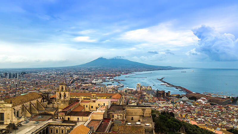 Napoli  and mount Vesuvius in  Italy