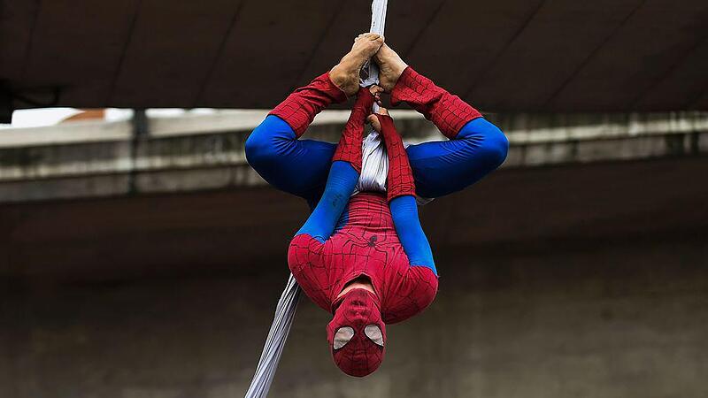 Spiderman begeisterte in Innenstadt von Bogota