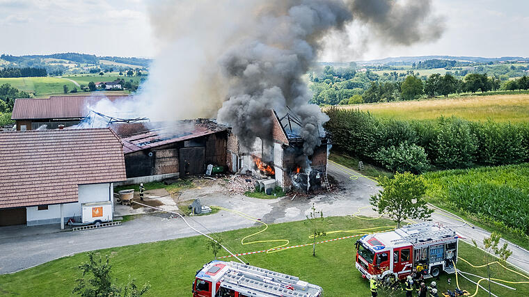 Großbrand in St. Marienkirchen an der Polsenz: 17 Feuerwehren im Einsatz