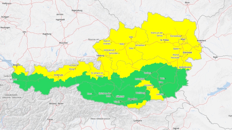 Wetterwarnung für Mittwoch