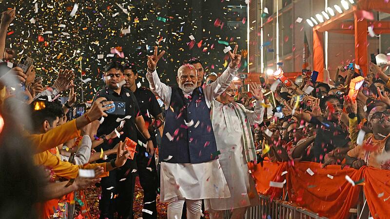 Indiens Premierminister Modi ließ sich am Dienstagabend feiern.