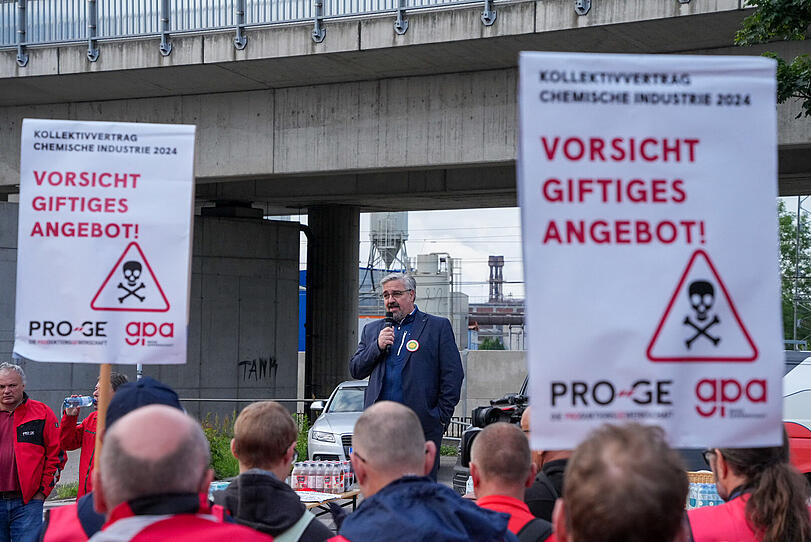 Protest der Chemiearbeiter in Linz