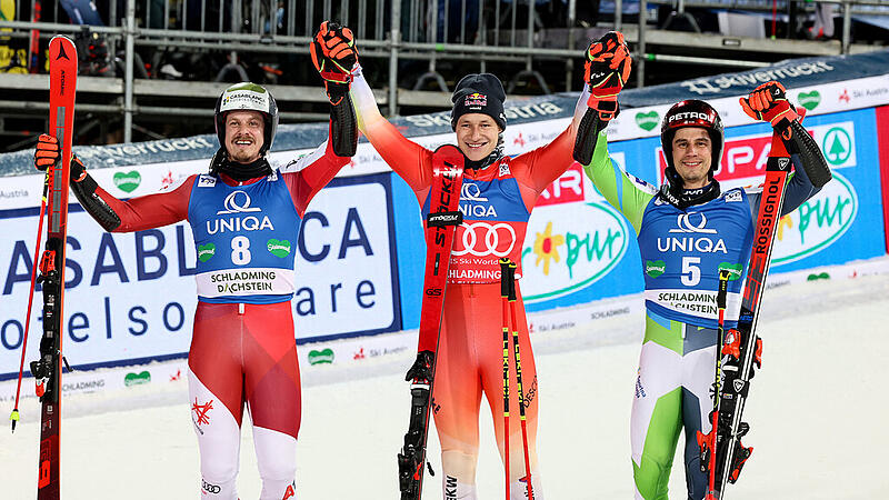 Manuel Feller, Marco Odermatt und Zan Kranjec 