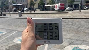 36,3 Grad Celsius in der Sonne am Linzer Hauptplatz