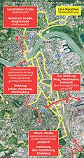 The alternative routes at the Linz marathon